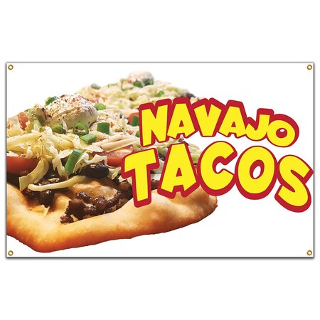 Signmission Navajo Tacos Banner Concession Stand Food Truck Single Sided B-Navajo Tacos19